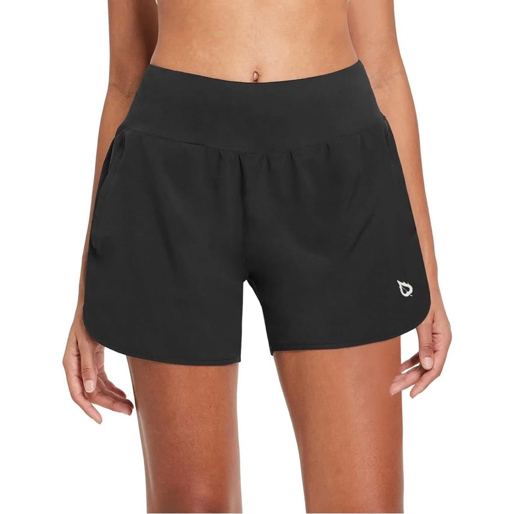 BALEAF Women’s 5” Athletic Running Shorts Black Liner Gym Quick Dry High Rise